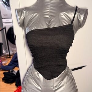 Elegant Black Asymmetrical Women's Top